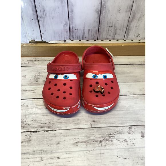 CROCS Other - CROCS Lightning McQueen Shoes Classic Clogs Pixar Cars Movie Red Kids Sz J1